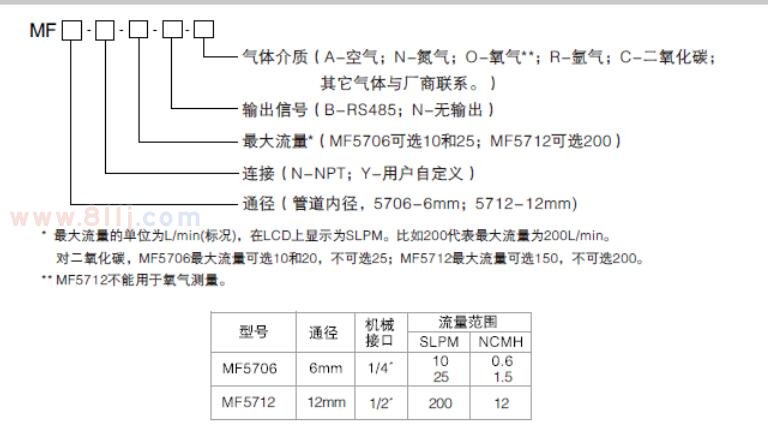 微型氣體流量計型號解讀